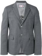 Moncler Gamme Bleu Logo Plaque Button Front Blazer, Men's, Size: 2, Grey, Virgin Wool/cupro