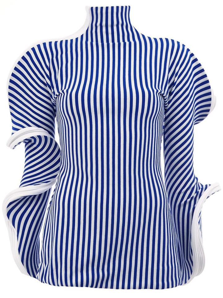 Richard Malone Striped Structured Blouse, Women's, Size: Small, Blue, Acrylic