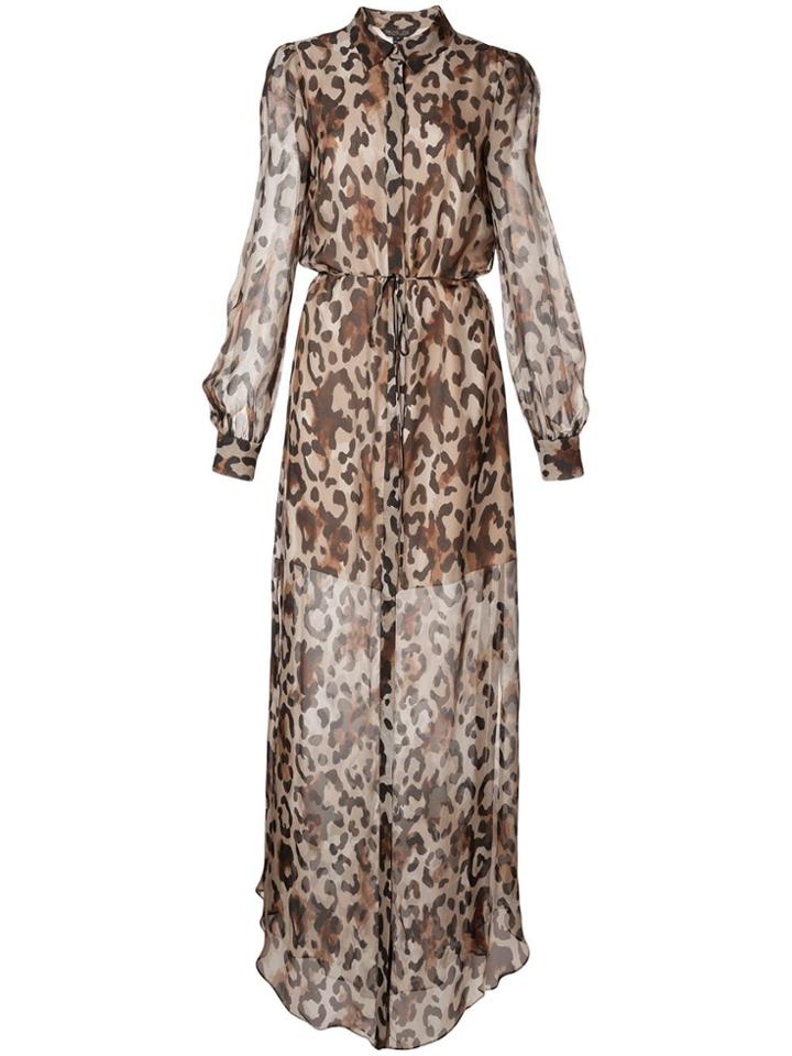 Rachel Zoe Sheer Leopard-print Dress - Brown