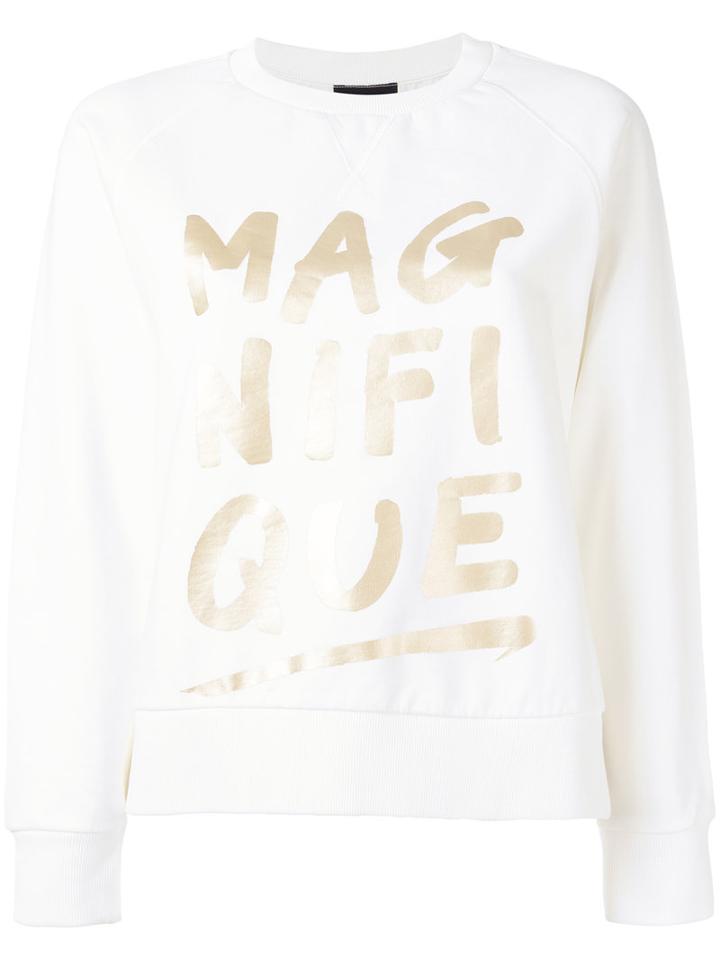 Emporio Armani Magnifique High Shine Print Sweatshirt, Women's, Size: 44, White, Cotton/polyester
