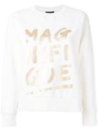 Emporio Armani Magnifique High Shine Print Sweatshirt, Women's, Size: 44, White, Cotton/polyester