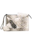 No21 Python Effect Embellished Clutch, Women's, Black, Leather/glass/metal