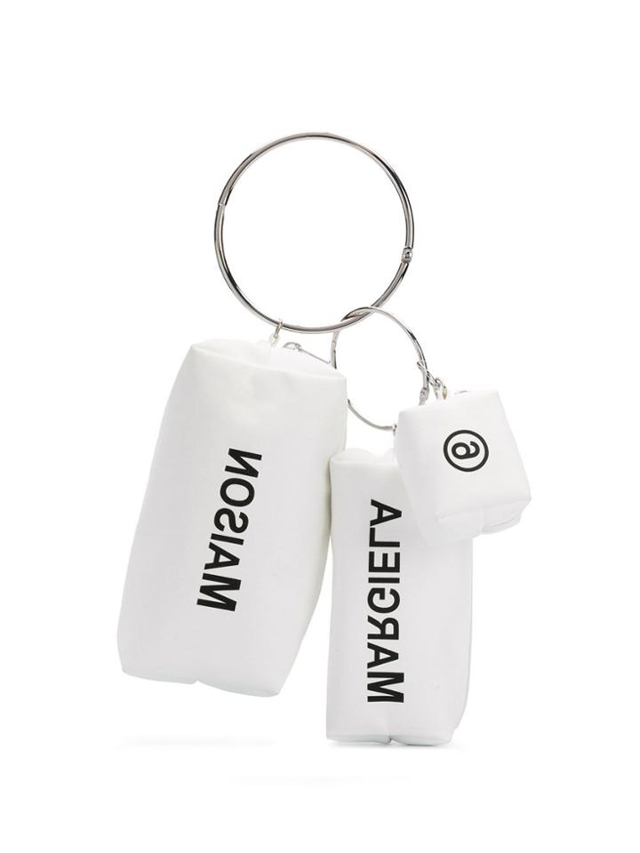 Mm6 Maison Margiela Logo Print Triple Clutch - White
