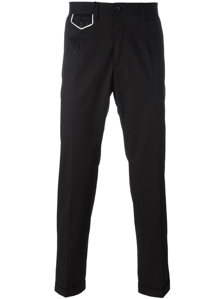 Dolce & Gabbana Crown Chinos, Men's, Size: 52, Black, Cotton/spandex/elastane