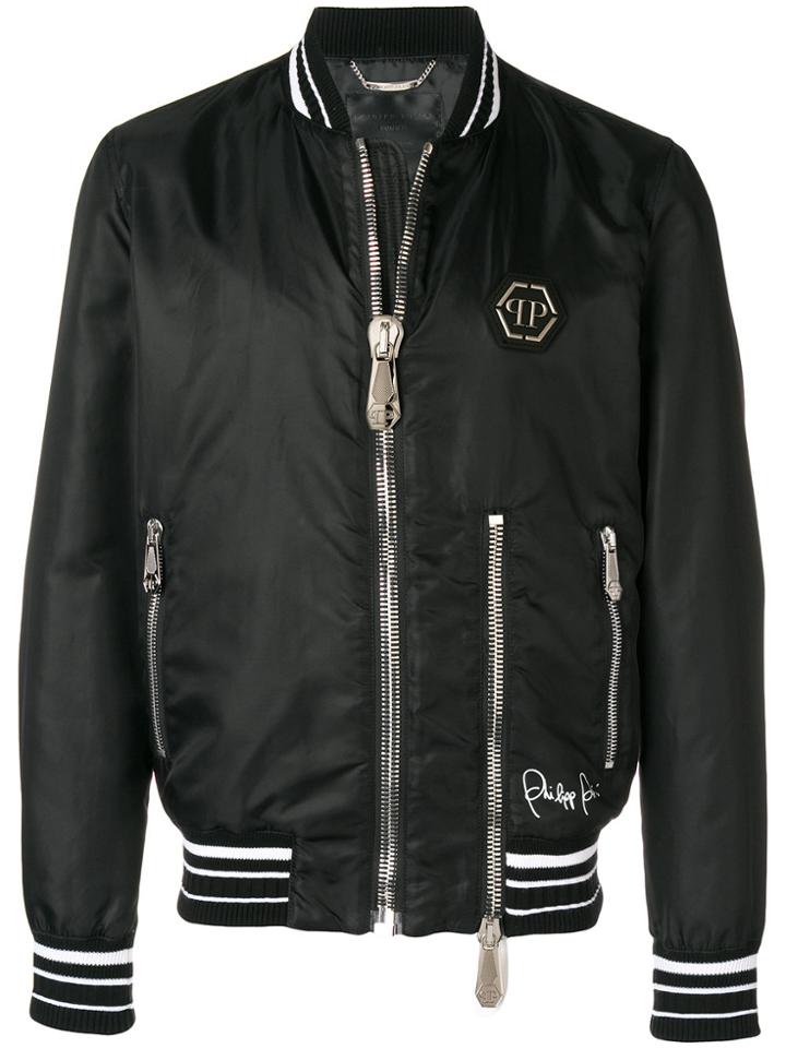 Philipp Plein Logo Back Bomber Jacket - Black