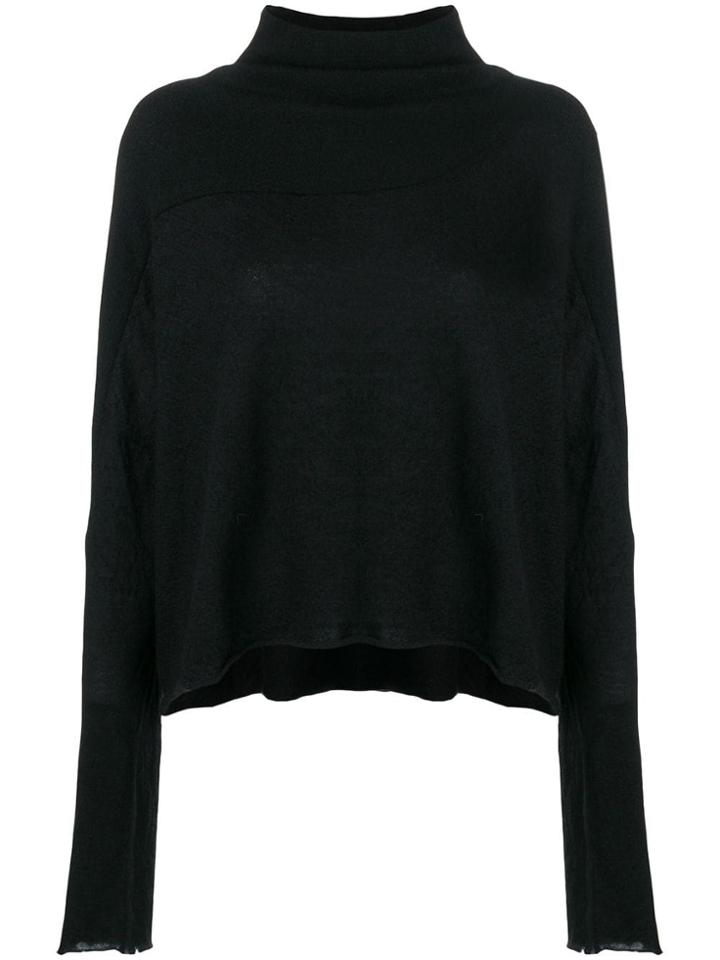 Unravel Project Funnel-neck Long Sleeve Sweater - Black