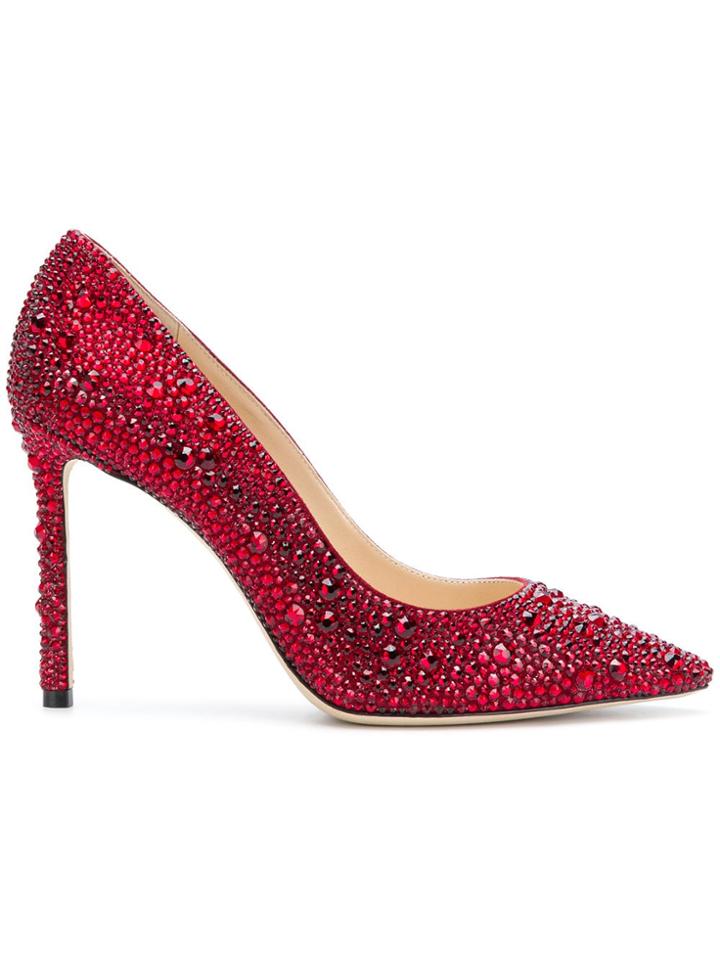 Jimmy Choo Embellished Romy Pumps - Red