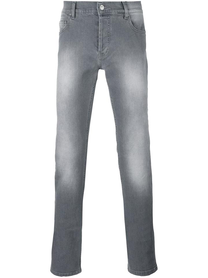 Kenzo Faded Slim-fit Jeans, Men's, Size: 32, Grey, Cotton/spandex/elastane