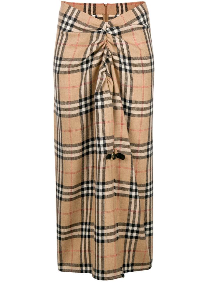 Moschino Vintage Check Midi Skirt - Brown
