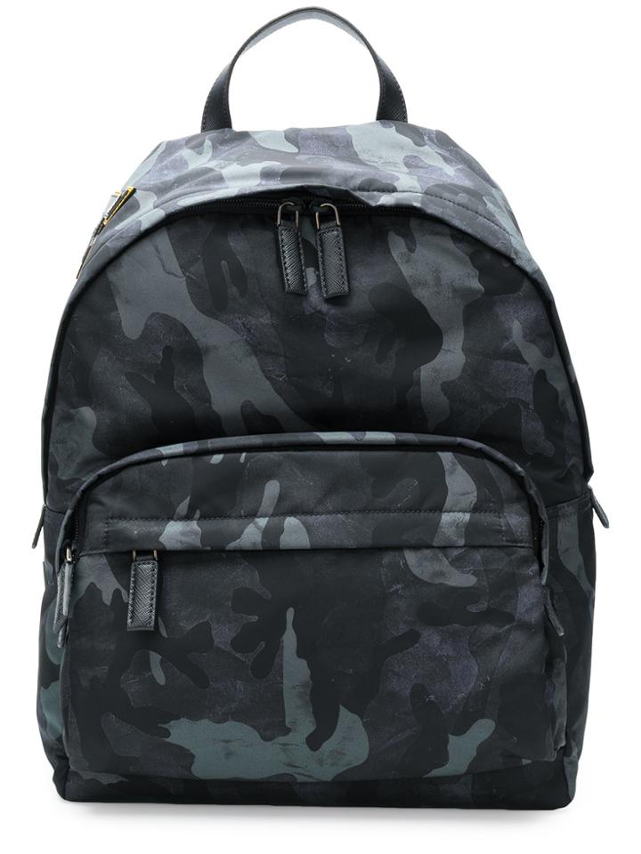 Prada Camo Nylon Backpack - Blue