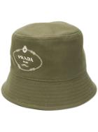 Prada Logo Print Bucket Hat - Green