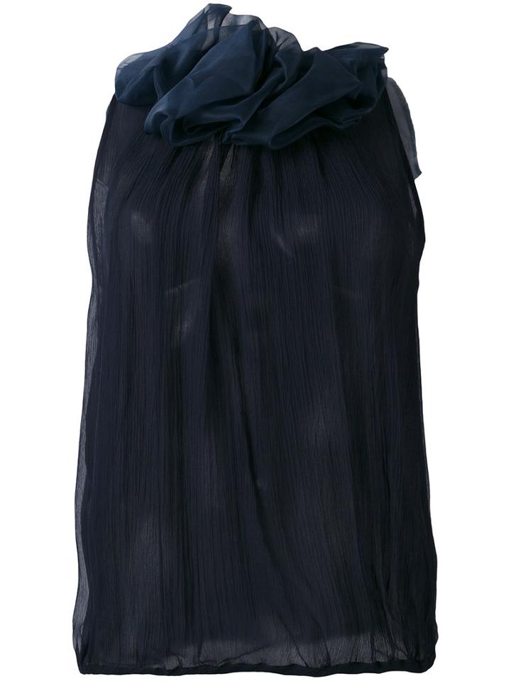 Giorgio Armani - Sheer Tank Top - Women - Silk - 42, Blue, Silk