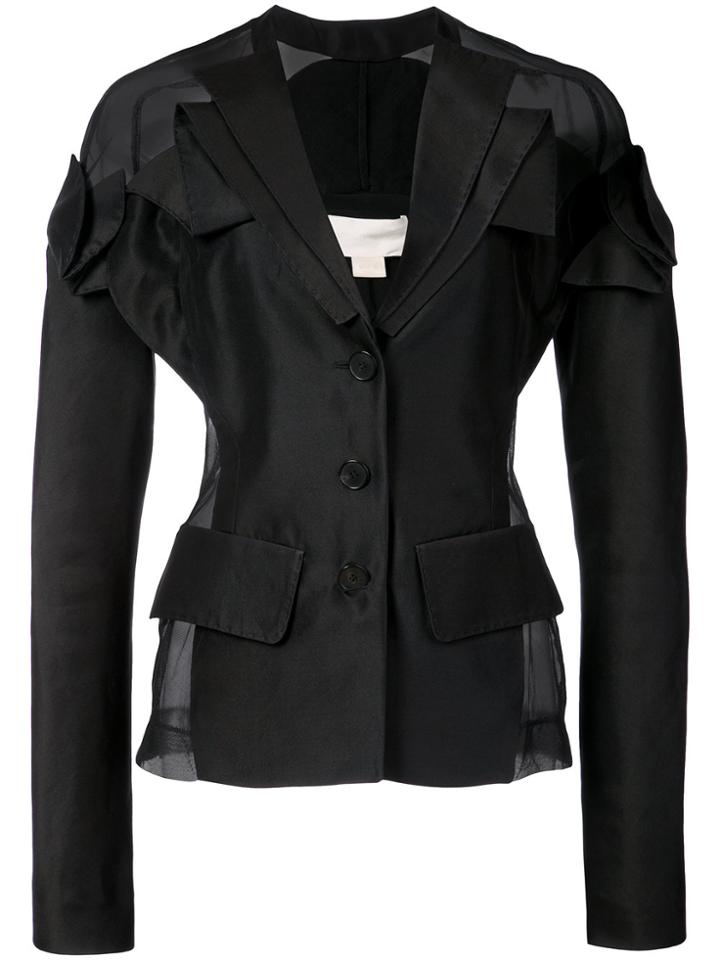 Antonio Berardi Fitted Sheer Panel Blazer - Black