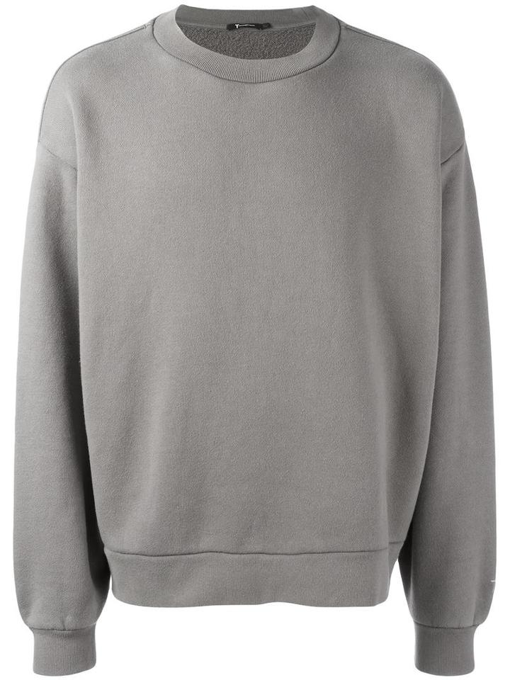 T By Alexander Wang Oversized Sweatshirt, Men's, Size: Large, Grey, Cotton/polyester