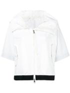 Moncler - Contrast Trim Cropped Jacket - Women - Polyester - 0, White, Polyester