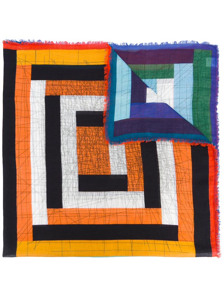Faliero Sarti - Geometric Print Fringed Scarf - Women - Cotton - One Size, Women's, Cotton