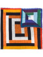 Faliero Sarti - Geometric Print Fringed Scarf - Women - Cotton - One Size, Women's, Cotton