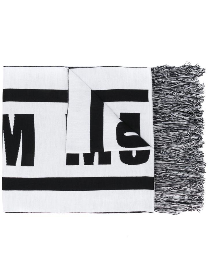 Msgm Intarsia Logo Scarf - Black