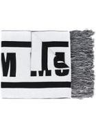 Msgm Intarsia Logo Scarf - Black