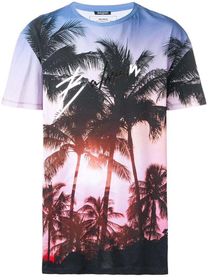 Balmain Oversized Sunset T-shirt - Purple