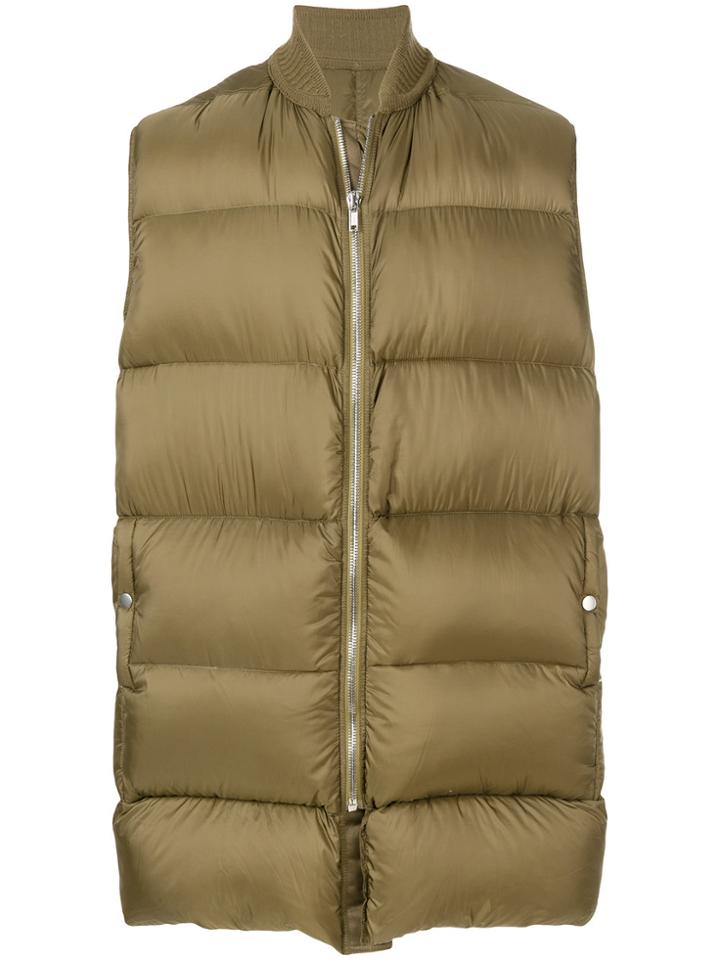 Rick Owens Sleeveless Flight Necked Coat - Green