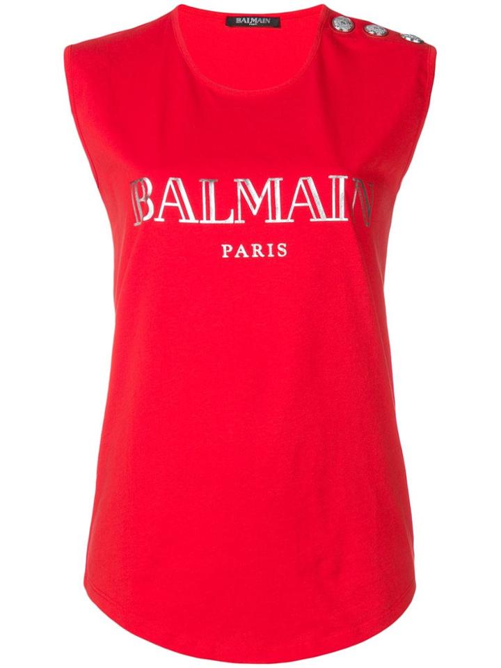 Balmain Logo-print Tank Top - Red