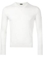 Strasburgo V-neck Jumper, Men's, Size: 44, White, Wool