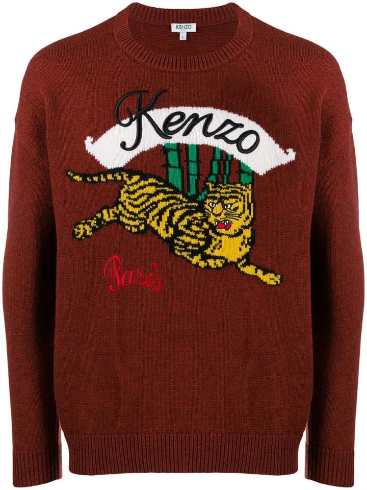 Kenzo Tiger Intarsia Jumper - Brown