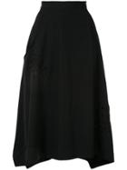 Y's Embroidered Asymmetric Skirt - Black