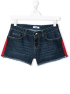 Msgm Kids Stripe Detail Jean Shorts - Blue