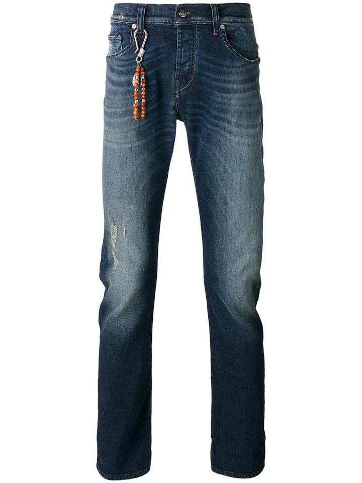 7 For All Mankind Beaded Charm Jeans, Men's, Size: 31, Blue, Cotton/polyester/spandex/elastane