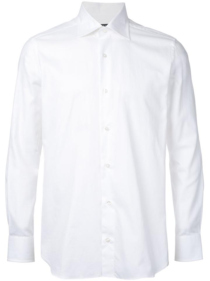 Estnation Curved Hem Shirt, Men's, Size: 41, White, Cotton