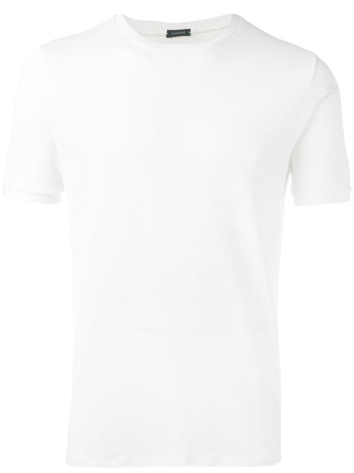 Zanone Round Neck T-shirt, Men's, Size: 56, White, Cotton