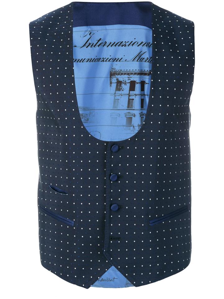 Al Duca D'aosta 1902 Dot Effect Waistcoat - Blue