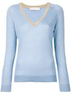 Giada Benincasa V-neck Fine Knit Top - Blue