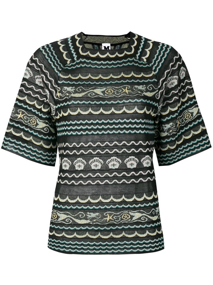 M Missoni Mixed-pattern Short Sleeve Top - Green