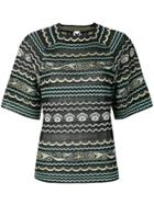 M Missoni Mixed-pattern Short Sleeve Top - Green
