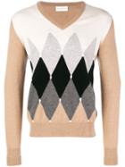 Ballantyne Colour Contrast V-neck Sweater - Neutrals