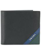 Prada Contrasting Geometric Detail Wallet - Black