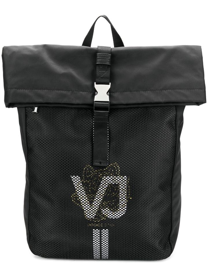 Versace Jeans Logo Print Mesh Backpack - Black