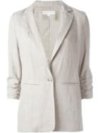 Michael Michael Kors Gathered Sleeves Blazer, Women's, Size: 4, Nude/neutrals, Linen/flax/acetate