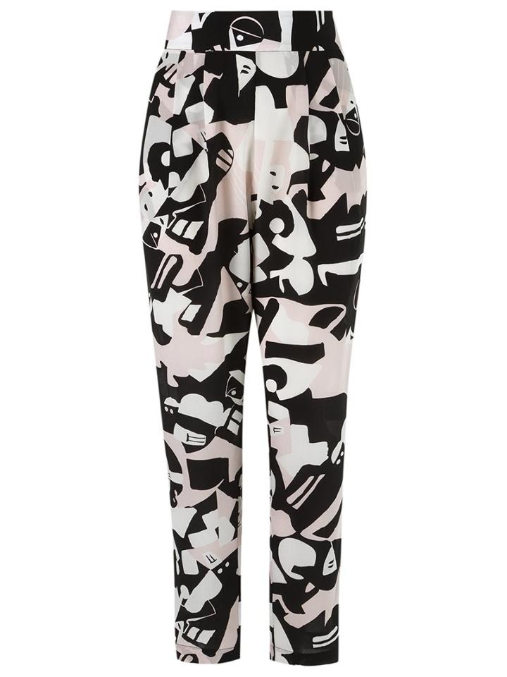 Andrea Marques Printed Trousers, Women's, Size: 36, Black, Silk
