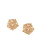 Chanel Pre-owned Cc Logo Button Earrings - Neutrals