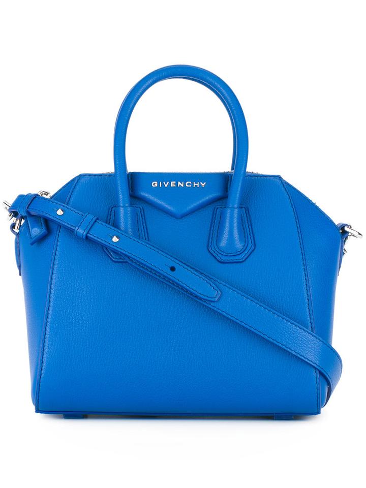 Givenchy Mini 'antigona' Tote, Women's, Blue, Goat Skin