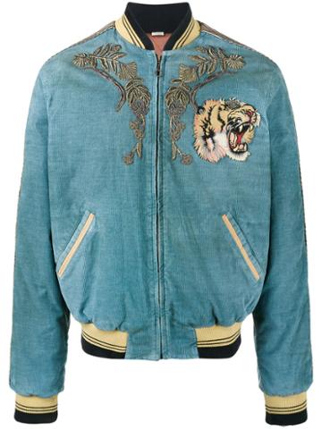 Gucci - Loved Embroidered Bomber Jacket - Men - Silk/cotton/polyester/viscose - 48, Blue, Silk/cotton/polyester/viscose