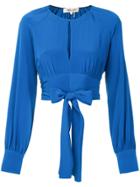 Diane Von Furstenberg Tie Waist Cropped Blouse - Blue