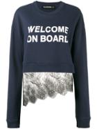 Filles A Papa 'welcome On Board' Lace Sweatshirt, Women's, Size: 2, Blue, Cotton/polyamide