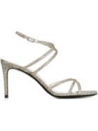 Saint Laurent Kate Sandals, Women's, Size: 38.5, Grey, Lurex/leather