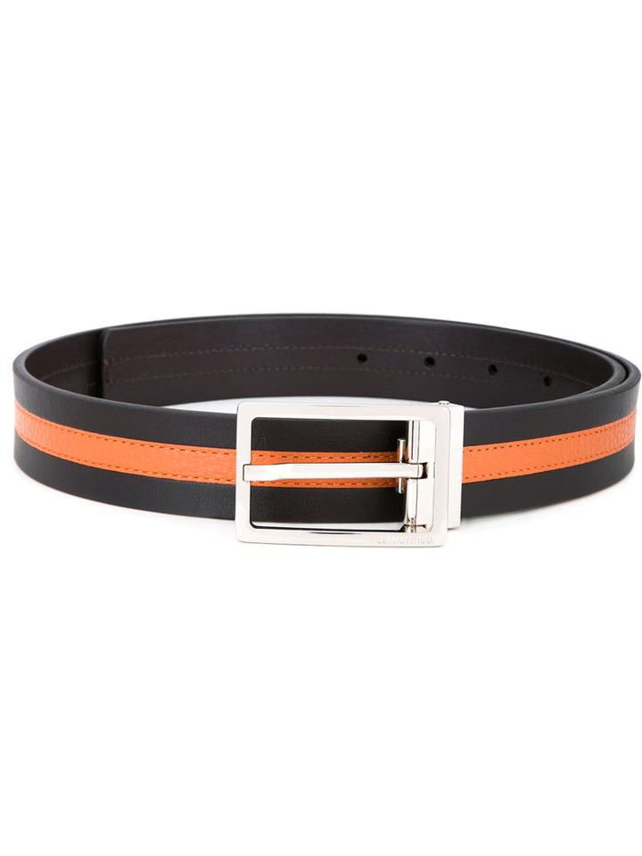 Cerruti 1881 - Stripe Panel Belt - Men - Calf Leather - 120, Brown, Calf Leather