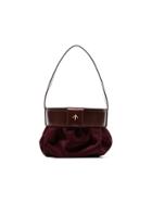 Manu Atelier Burgundy Pouched Suede And Leather Shoulder Bag - Red